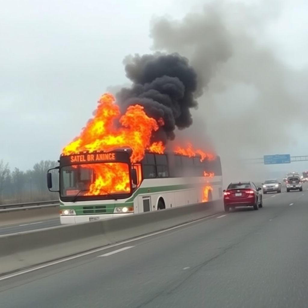 Passenger bus turns into fireball on Tem highway in bolu after engine fire