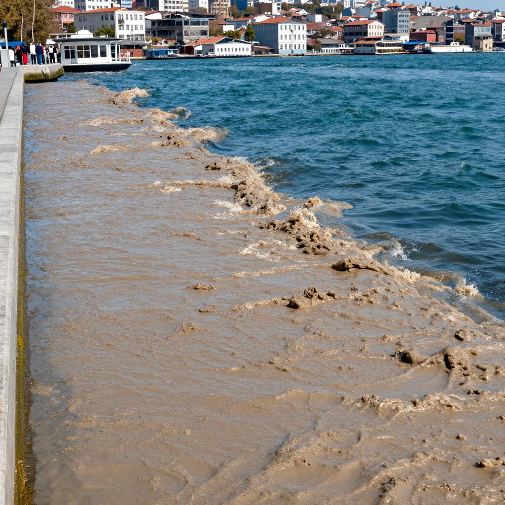 Why did the bosphorus turn brown after rain in istanbul?